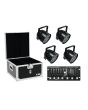 EUROLITE 4x LED PAR-56 HCL Short black 6in1 LED and RGBAW+UV color mixing+ Case + Controller