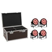 EUROLITE Set 4x LED 4C-12 Silent Slim Spot + Case