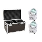 EUROLITE Set 2x LED TMH-X4 Moving-Head Wash Zoom White + Case 