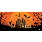 EUROPALMS Halloween-spandoek, Haunted House, 400x180cm