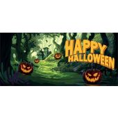 EUROPALMS Halloween-spandoek, Spookbos, 400x180cm