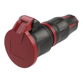 PCE Rubber Schuko Connector Female Rood contrastekker