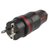 PCE Rubber Schuko Connector Male Zwart/rood