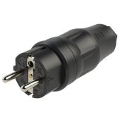 PCE Rubber Schuko Connector Male Zwart