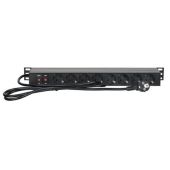 Showgear 19" 1U Main Power Strip 16 Front and Back Control