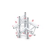 Milos Pro-30 Triangle F Truss - T-Cross vertical 3-way, apex up - 50 cm ATF35Bsp - 90° corner - silver - F