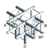 Milos QCU51 Vierkant Truss Cross + Down 5-Way G-truss