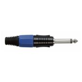 Dap Jackplug 6.3 mm mono zwart met blauwe eindkap