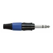 Dap jackplug 6.3 mm stereo zwarte met blauwe eindkap