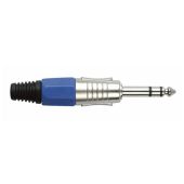 Dap jackplug 6.3 mm stereo nikkel met blauwe eindkap