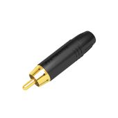 Seetronic RCA Connector, Male, Zwart Vergulde contacten - Zwarte einddop