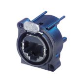 Neutrik Ethercon D-size PCB mount Feedthrough receptacle in D-sized flange with the secure latching system. Plastic