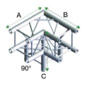 Milos QLB30 - PQ30012 Vierkant Truss Hoek 90° + down 3-way