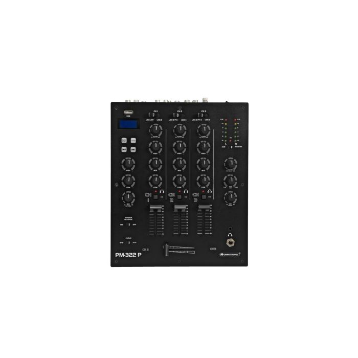 OMNITRONIC PM-322P 3-Channel DJ Mixer with Bluetooth & USB Player