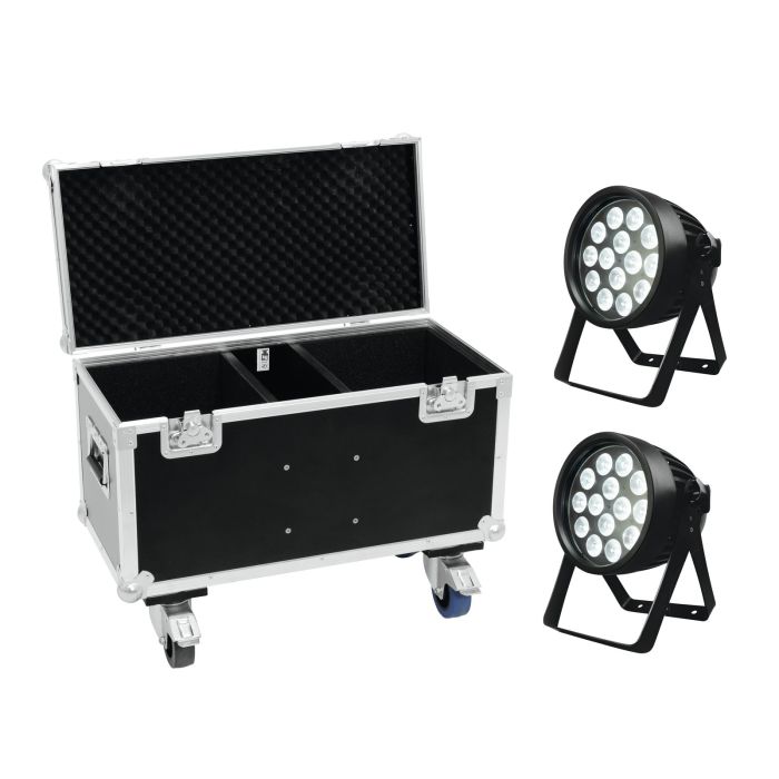 EUROLITE Set 2x LED IP PAR 14x8W QCL + Case with wheels