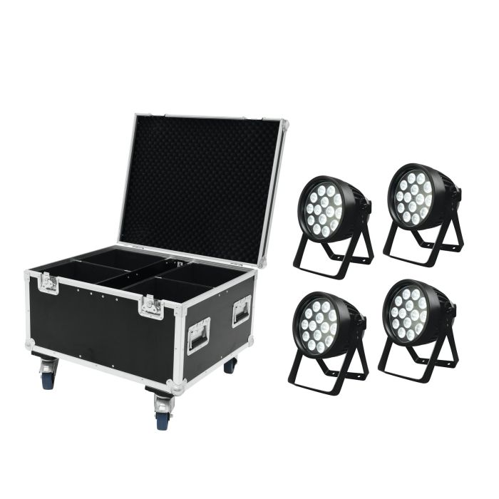 EUROLITE Set 4x LED IP PAR 14x8W QCL + Case