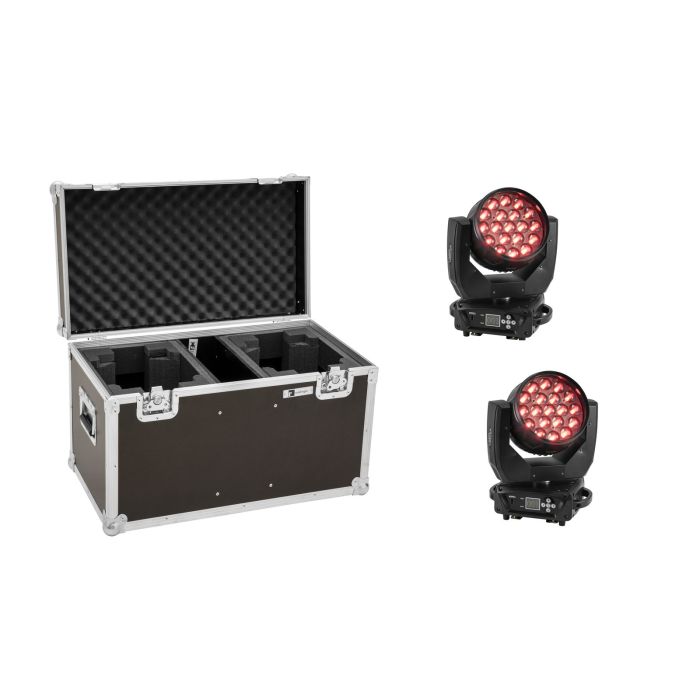 EUROLITE Set 2x LED TMH-X4 Moving-Head Wash Zoom + Case