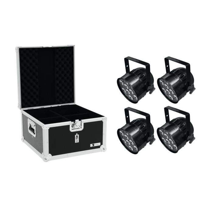 EUROLITE Set 4x LED PAR-56 QCL Short Zwart + EPS Case