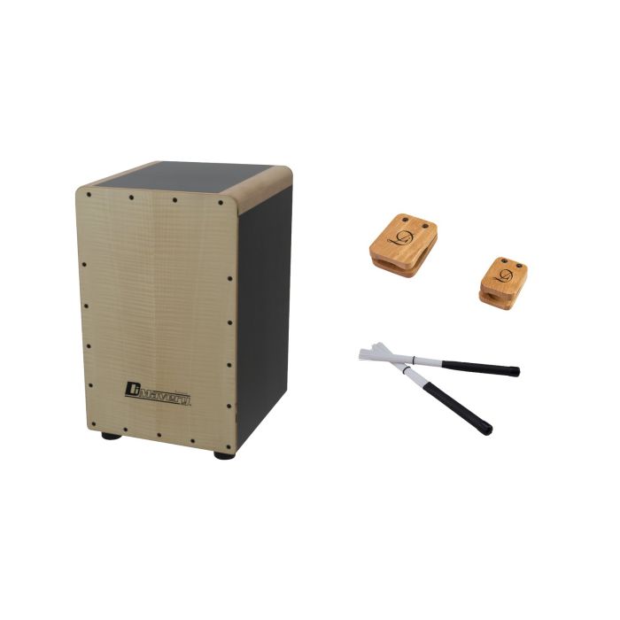 DIMAVERY Set CJ-540 Cajon + Castagnetten + borstels