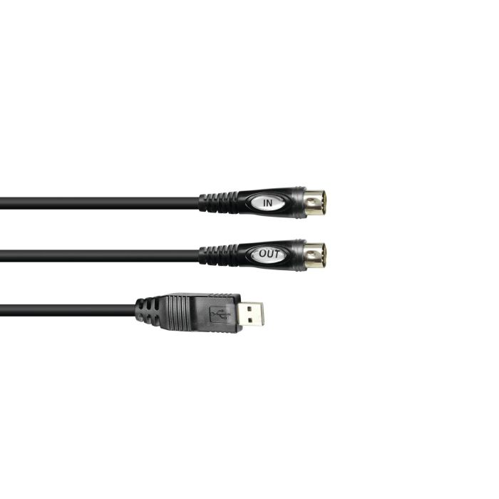 OMNITRONIC Adapterkabel USB naar 2xMIDI 3m zwart 1 x in 1 x uit