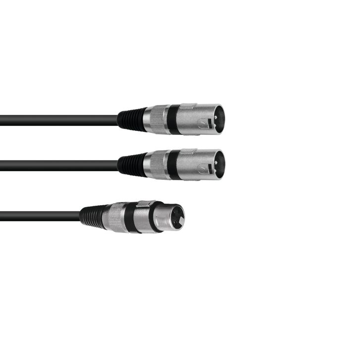 OMNITRONIC Adapterkabel XLR(Female) naar 2xXLR(Male) 0,5m zwart