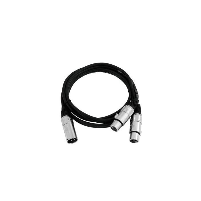 OMNITRONIC Adapterkabel XLR(Male) naar 2xXLR(Female) 0,5m zwart