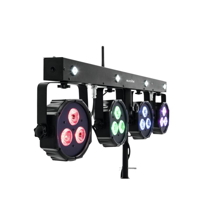 EUROLITELED KLS-170 Compact Light SetSpotlight set with spots, strobes, foot switch, IR remote and bag for mobile use