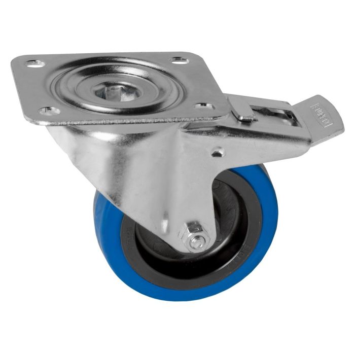 Tente Blue Wheel Zwenkwiel met Rem 100mm