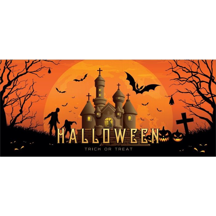 EUROPALMS Halloween-spandoek, Haunted House, 400x180cm