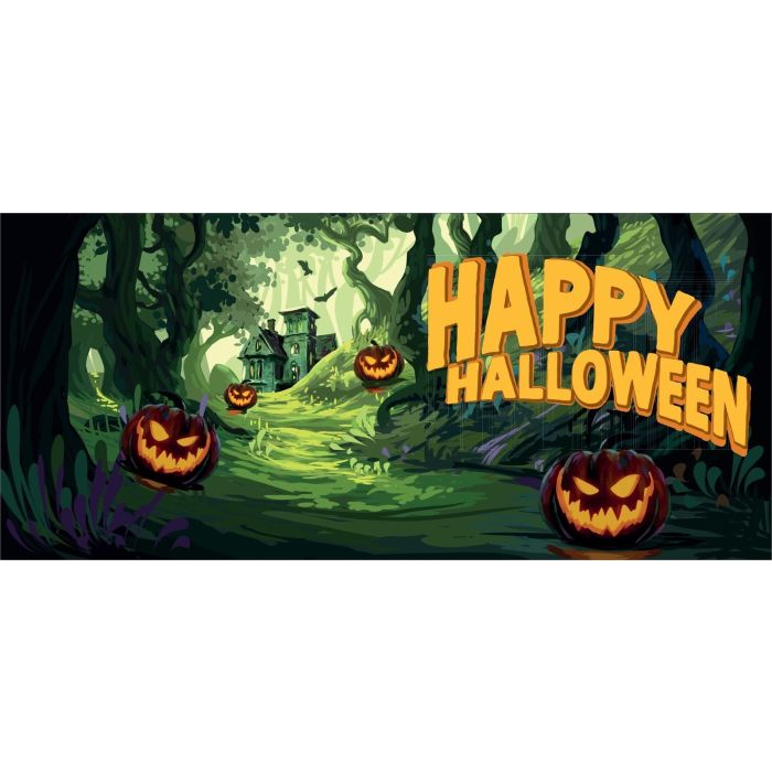 EUROPALMS Halloween-spandoek, Spookbos, 400x180cm