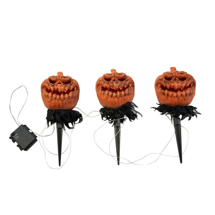 EUROPALMS Halloween-pompoenen met staak en licht, set van 3, 39cm