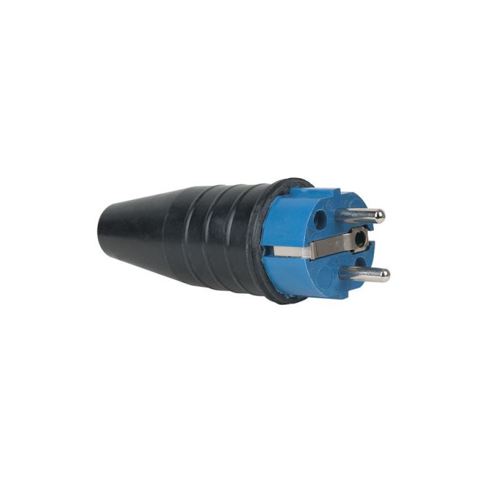  Rubber Schuko 230V/240V CEE7/VII Connector Male Blauw 