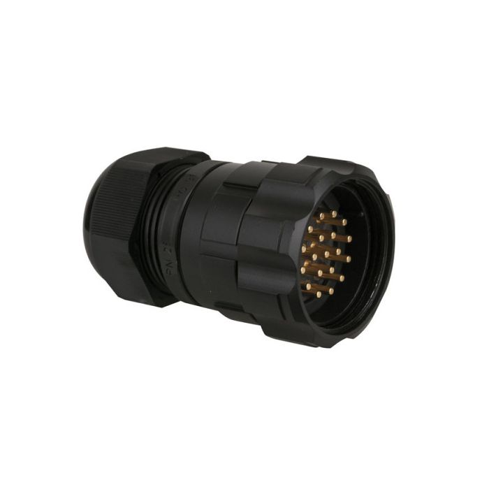 Showtec 19p male straight plug Short Black, PG36 