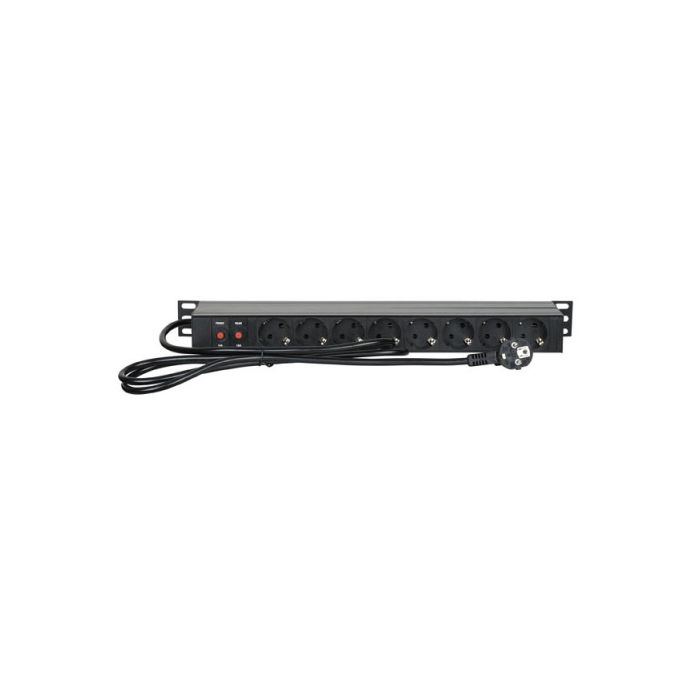 Showgear 19" 1U Main Power Strip 16 Front and Back Control