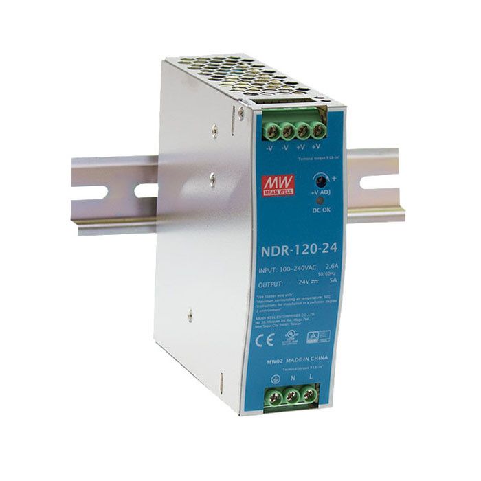 Meanwell DIN Rail Power Supply 120 W/24 VDC Mean Well NDR-120-29