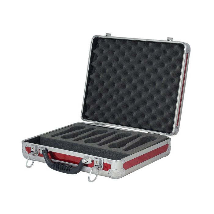 Showgear microfoon case voor 7 micro incl schuim rood