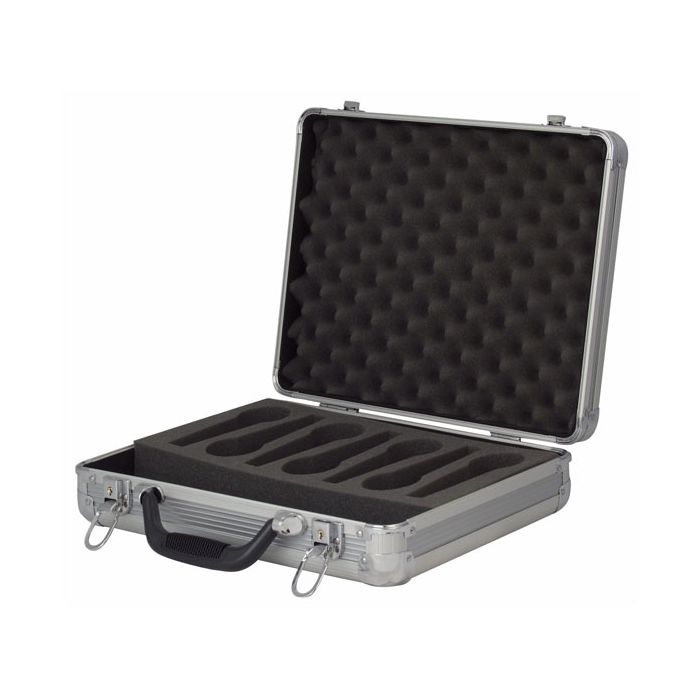 Showgear microfoon case voor 7 micro incl schuim silver