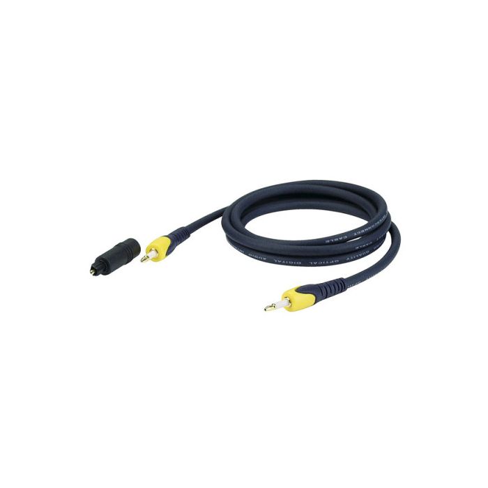 FOP02 - Miniplug > Miniplug 1,5mtr optical cable incl. 2 Toslink adapters