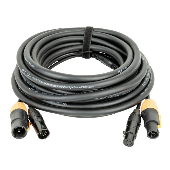 DAP FP23 Hybrid Cable - Power Pro True & 5-pin XLR - D MX / Power 15 m, zwarte mantel