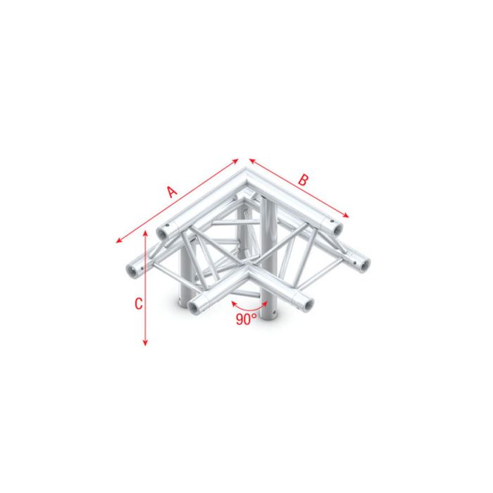 Milos ALF32 - FT30011 Driehoek Truss Corner 90 + Cross and Down 5-Way Apex Down