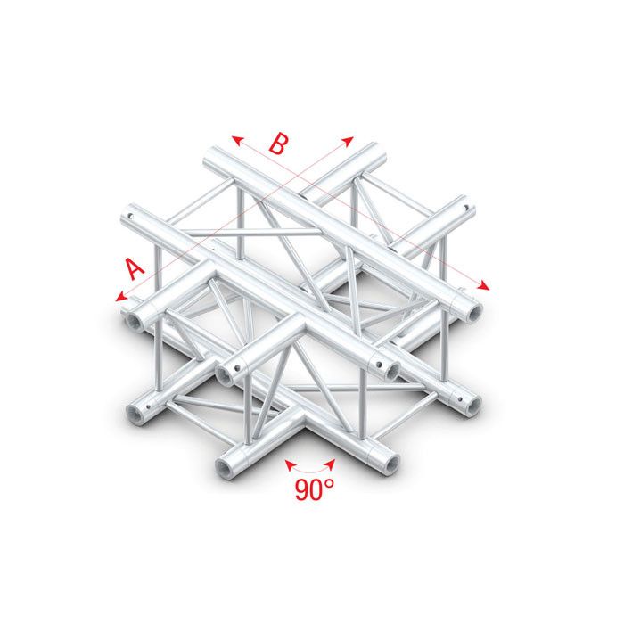 Milos Pro-30 Square G Truss - T-Cross 3-way - 50 cm QTU35sp - 90° corner - silver - G