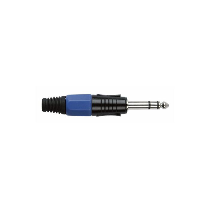 Dap jackplug 6.3 mm stereo zwarte met blauwe eindkap