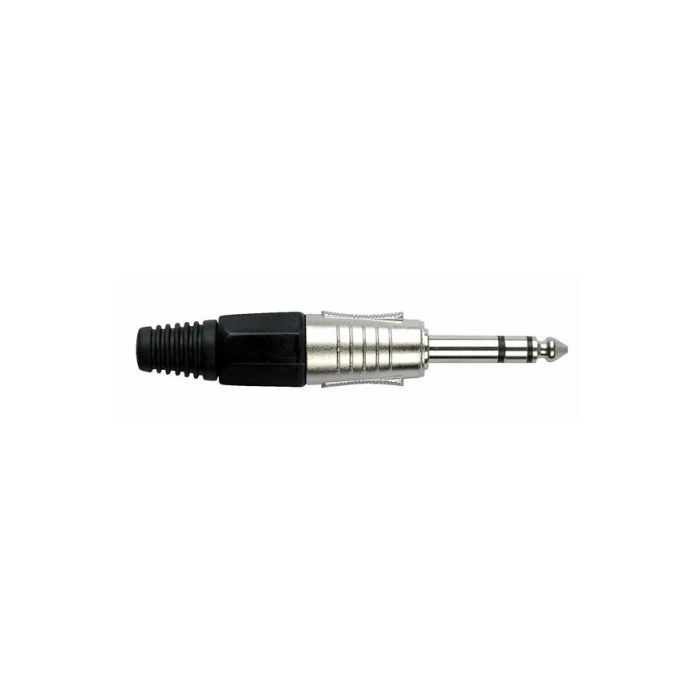 Dap Jackplug 6.3 mm Stereo nikkel met zwarte eindkap