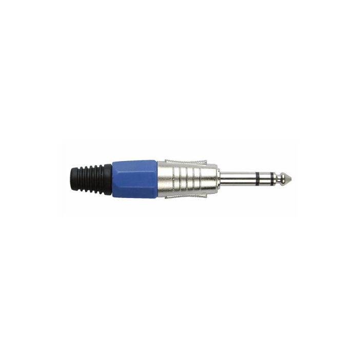 Dap jackplug 6.3 mm stereo nikkel met blauwe eindkap