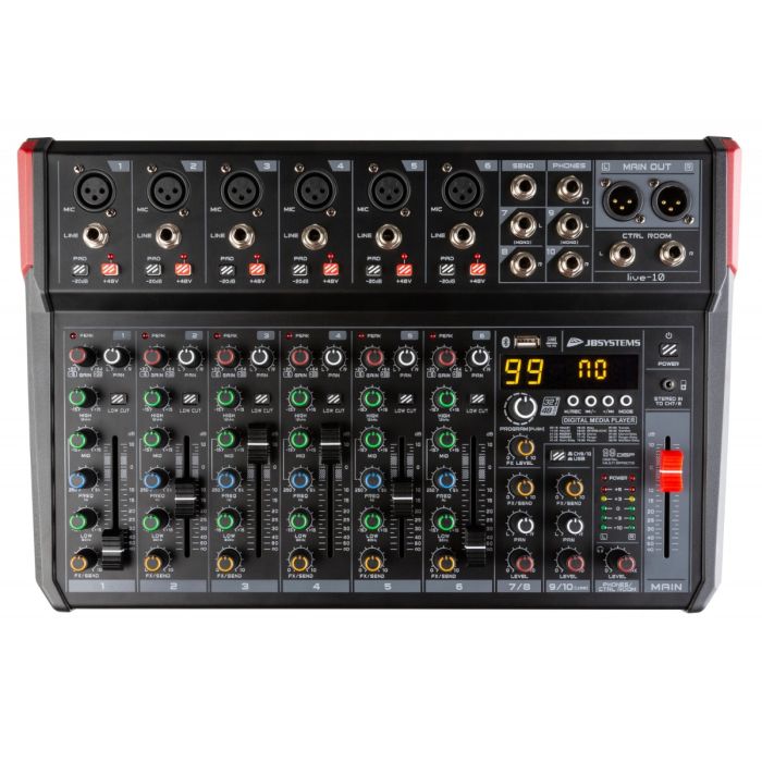 JB Systems Live-10 Veelzijdige PA-mixer met 10 ingangen verdeeld over 8 kanalen