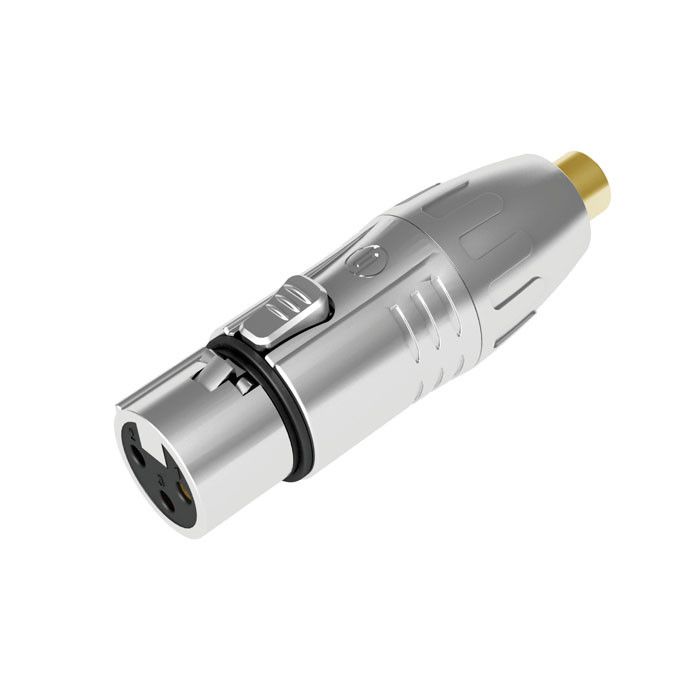 Seetronic XLR 3P female naar RCA female Vergulde contacten - Zilverkleurige behuizing