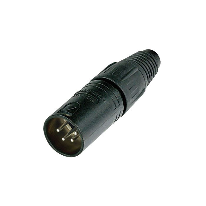 Neutrik XLR 4P Connector, male Zwarte metalen behuizing met zilveren contacten