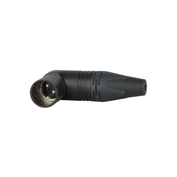 Neutrik XLR 3p. 90° Connector Male Zilveren contactpunten, zwartmetalen behuizing