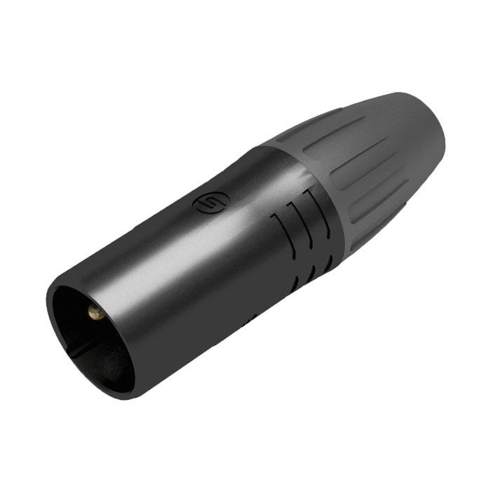 Seetronic XLR 3P Connector, male, IP65 Vergulde contacten - zwarte behuizing