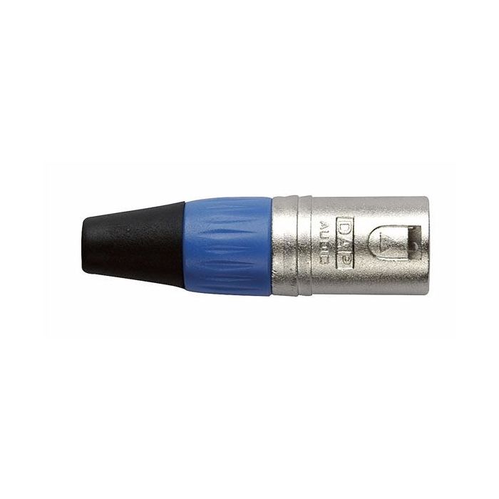 Dap XMK203NU XLR 3polig male xlr plug  nickel behuizing Blauwe eindkap